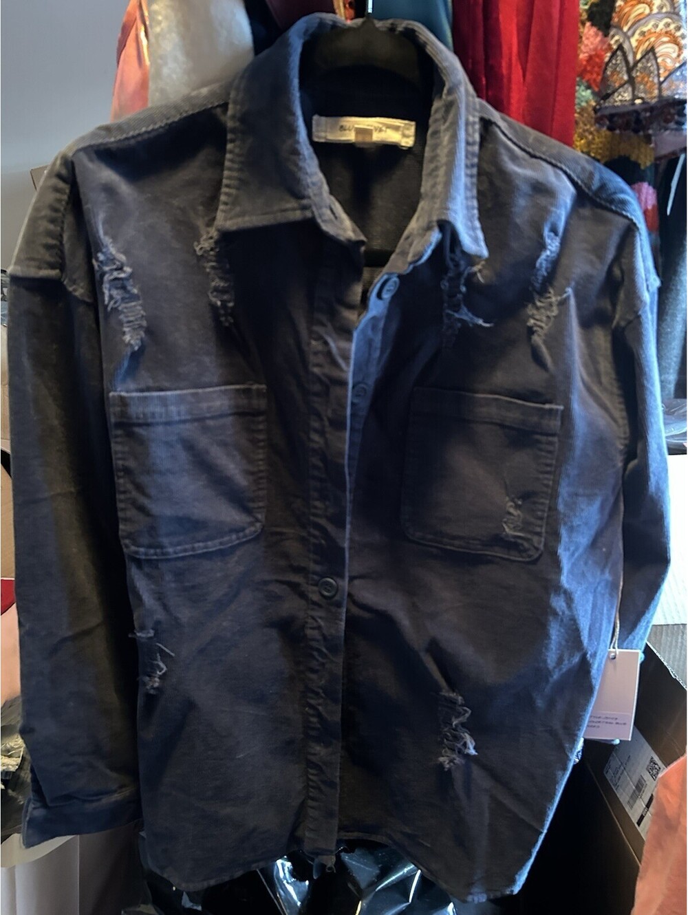 Women’s SM Med COWGIRL Corduroy Rodeo Western Blue Jacket - Picture 2 of 2